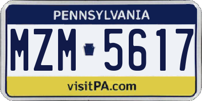 PA license plate MZM5617