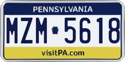 PA license plate MZM5618