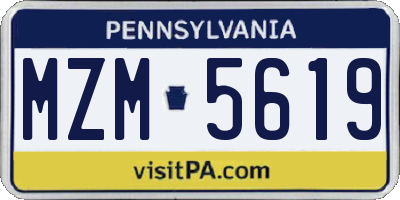 PA license plate MZM5619