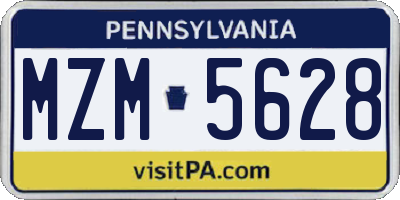 PA license plate MZM5628