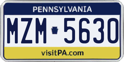 PA license plate MZM5630