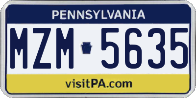 PA license plate MZM5635