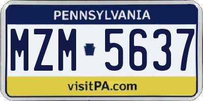PA license plate MZM5637