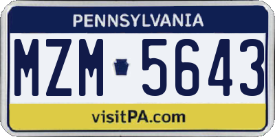 PA license plate MZM5643