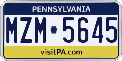 PA license plate MZM5645