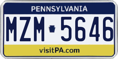 PA license plate MZM5646