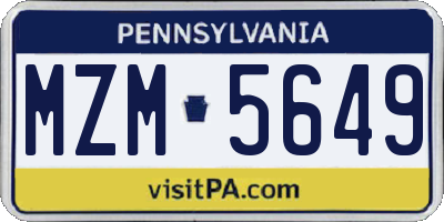 PA license plate MZM5649