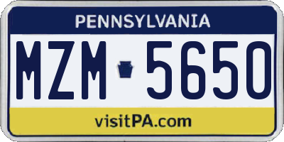 PA license plate MZM5650