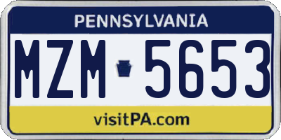 PA license plate MZM5653
