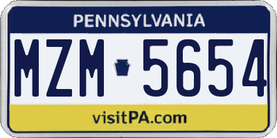 PA license plate MZM5654