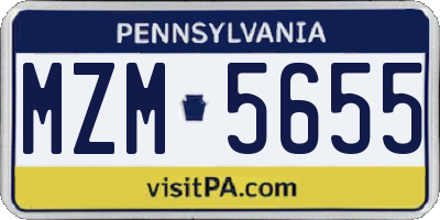 PA license plate MZM5655