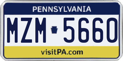PA license plate MZM5660