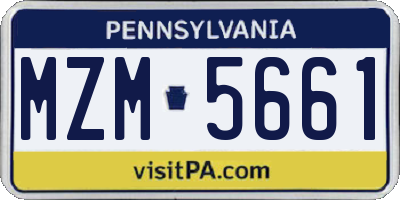 PA license plate MZM5661