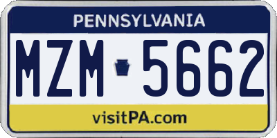 PA license plate MZM5662