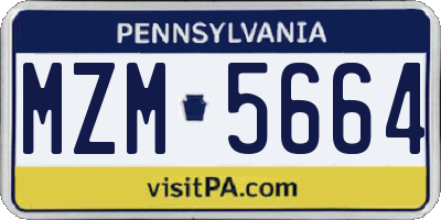 PA license plate MZM5664