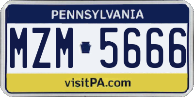 PA license plate MZM5666