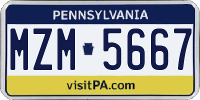PA license plate MZM5667