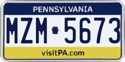 PA license plate MZM5673