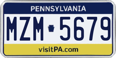 PA license plate MZM5679