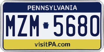 PA license plate MZM5680