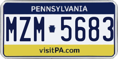 PA license plate MZM5683