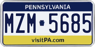 PA license plate MZM5685