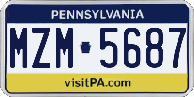 PA license plate MZM5687