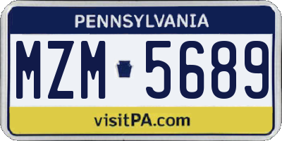 PA license plate MZM5689
