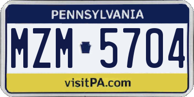 PA license plate MZM5704
