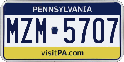 PA license plate MZM5707