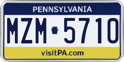 PA license plate MZM5710