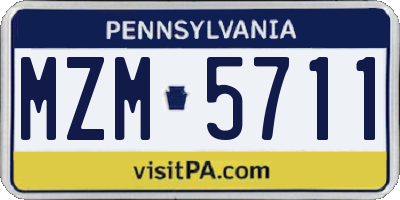 PA license plate MZM5711