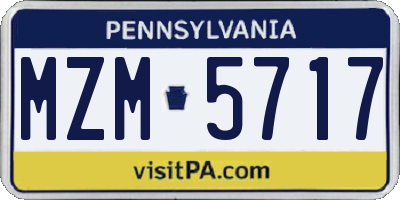 PA license plate MZM5717