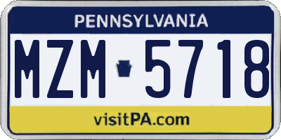 PA license plate MZM5718