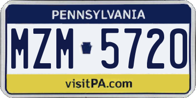 PA license plate MZM5720