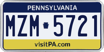 PA license plate MZM5721