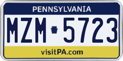 PA license plate MZM5723