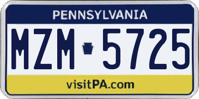 PA license plate MZM5725