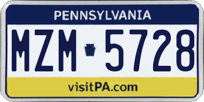 PA license plate MZM5728
