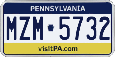 PA license plate MZM5732
