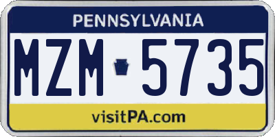 PA license plate MZM5735