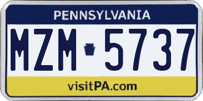 PA license plate MZM5737