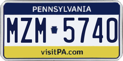 PA license plate MZM5740