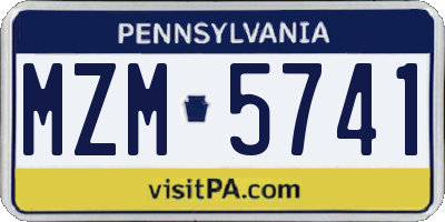 PA license plate MZM5741