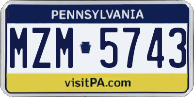 PA license plate MZM5743