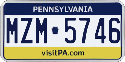 PA license plate MZM5746