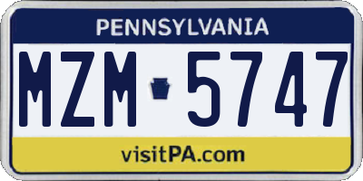 PA license plate MZM5747