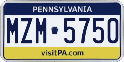 PA license plate MZM5750