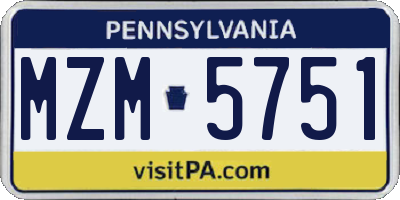 PA license plate MZM5751