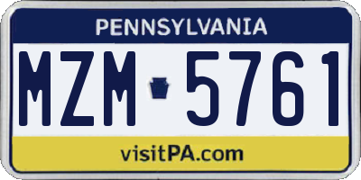 PA license plate MZM5761